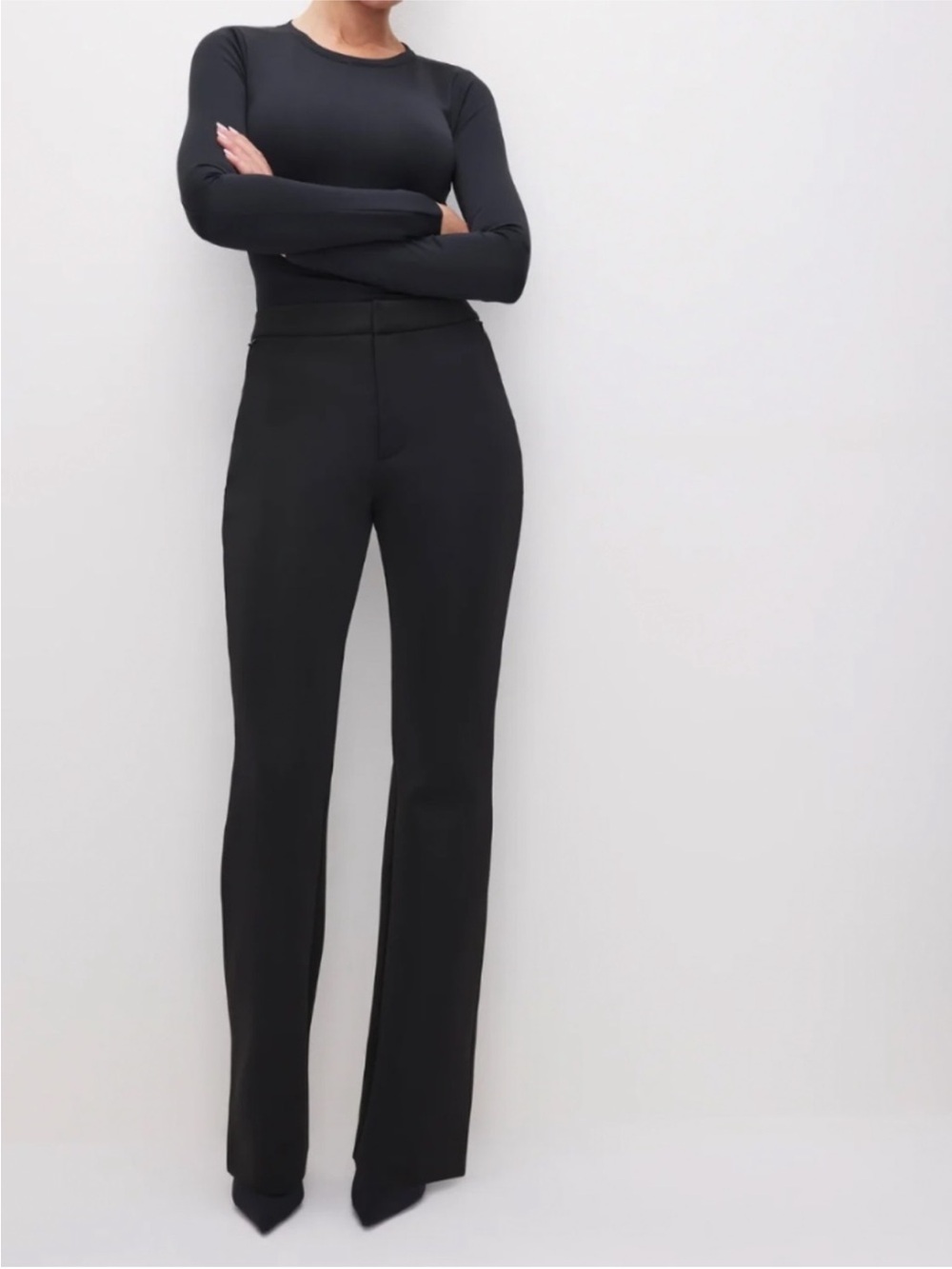 GOOD AMERICAN Scuba Boss Straight Trousers Women's Size 4/27 Black NEW gs0380